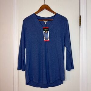 Orvis Classic Collection Women's V-Neck 3/4 Sleeve Top Moonlight Blue Medium